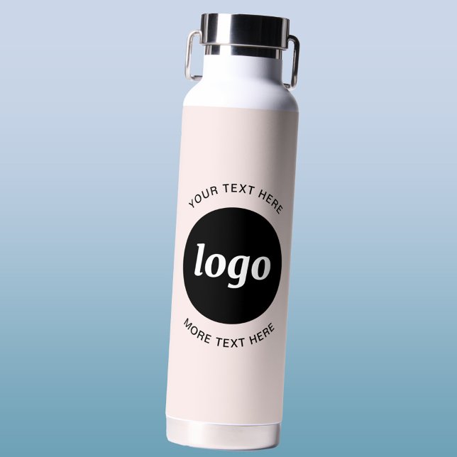 Einfache Logos und Text für Unternehmen - Rosa Far Trinkflasche (Logo and text custom business promotional blush pink water bottle)