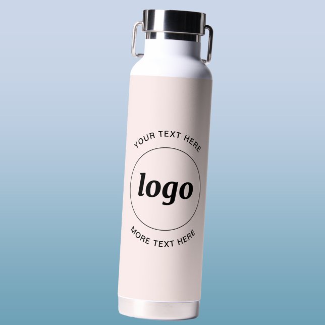 Einfache Logos und Text für Unternehmen - Rosa Far Trinkflasche (Logo with custom text promotional business water bottle)