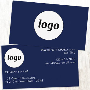 Einfache Logos und Text Navy Blue Visitenkarte
