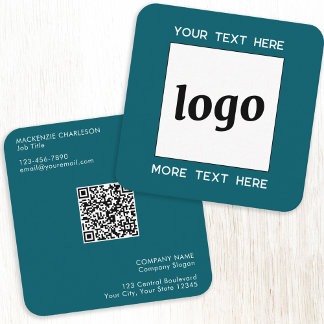 Einfache Logos und Text-QR-Code Aquamarin grün Quadratische Visitenkarte