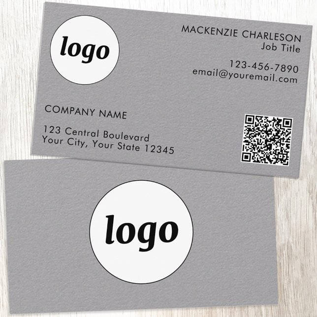 Einfache Logos und Text-QR-Code Beruflich Visitenkarte (Simple logo QR code with custom text promotional branding business card)