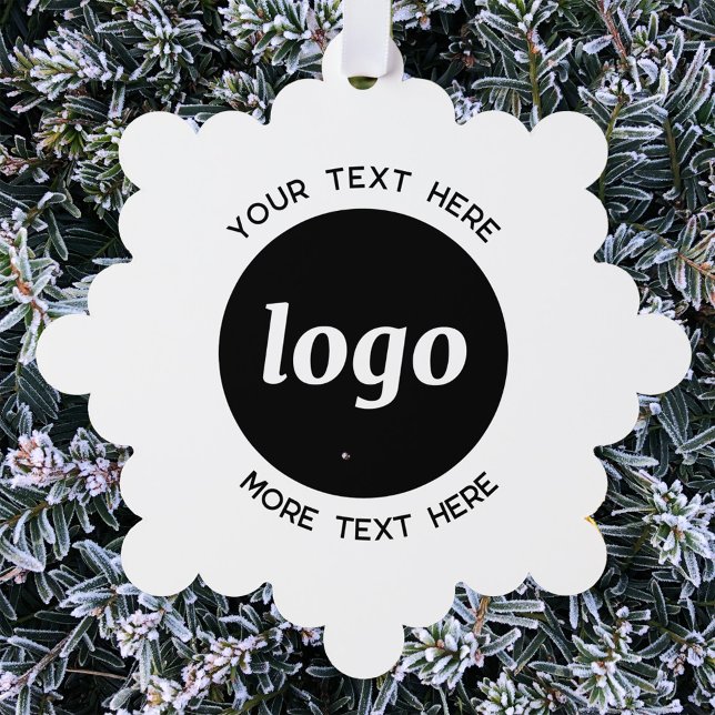 Einfache Logos und Text-QR-Code Ornament Karte (Simple logo with custom text business branding promotional holiday paper ornament card)