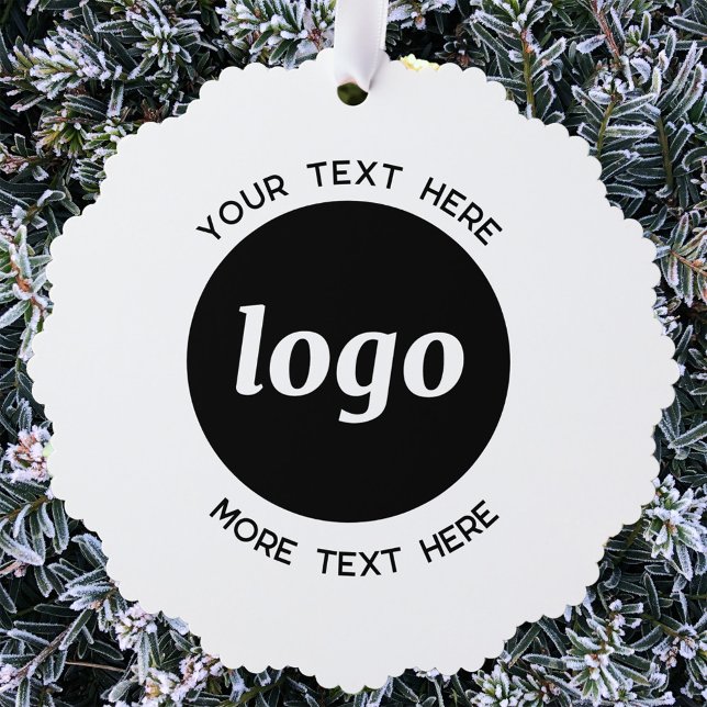 Einfache Logos und Text-QR-Code Ornament Karte (Simple logo with custom text business branding promotional holiday paper ornament card)
