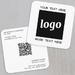 Einfache Logos und Text-QR-Code Quadratische Visitenkarte<br><div class="desc">Einfaches minimalistisches Logo und individueller Text mit QR-Code für Ihr Unternehmen. Ersetzen Sie das Logo,  den QR-Code und den Text durch Ihren eigenen,  um ihn anzupassen,  und ändern Sie den Hintergrund und die Textfarbe entsprechend Ihrem eigenen Branding.</div>