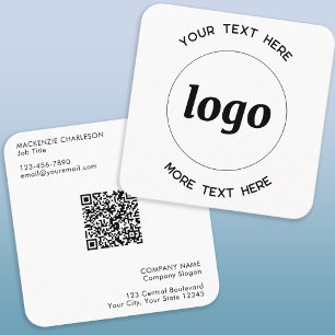 Einfache Logos und Text-QR-Code Quadratische Visitenkarte