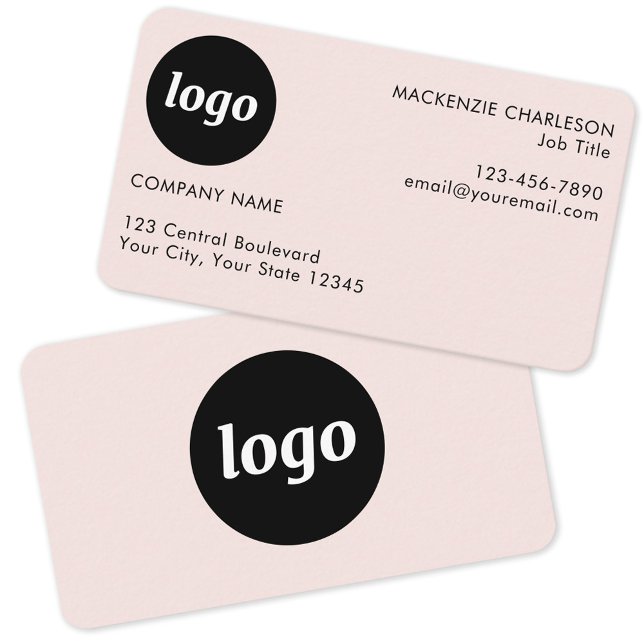 Einfache Logos und Text rot Visitenkarte (Logo and text custom professional minimalist blush pink business card)