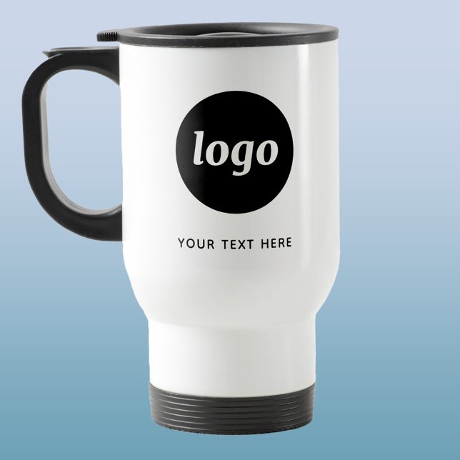 Einfache Logos und Texte Reisebecher (Logo with custom text business promotional travel mug)