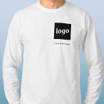 Einfache Logos und Texte T-Shirt<br><div class="desc">Fügen Sie Ihr Logo und Text zu diesem modernen Werbegeschmacksmuster hinzu. Ideal für Mitarbeiter-Uniformen, Messen und Firmenveranstaltungen, oder um Ihre Kunden und Kunden als Werbeartikel zu verschenken. Wählen Sie eine Basisfarbe aus, um Ihre Markendarstellung in kleinen Unternehmen widerzuspiegeln, und entfernen Sie den Text, wenn Sie ihn bevorzugen.</div>