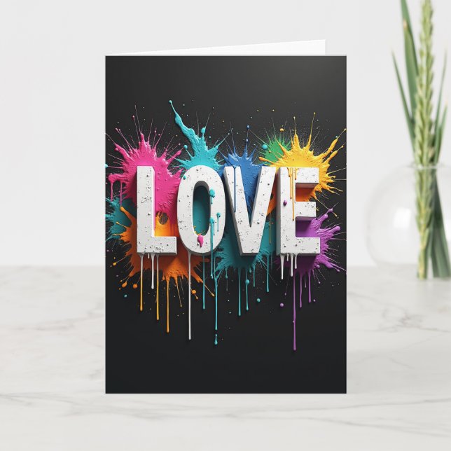 Einfache Love Splash Karte (Vorderseite)