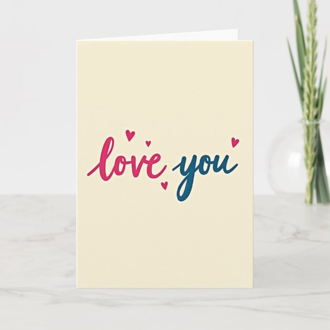 Einfache Love You Herzen Gemalte Karte (Vorderseite)