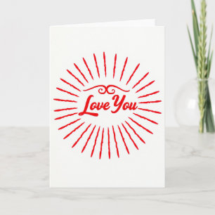 Einfache Love You Sonnenstrahlen-Karte Karte