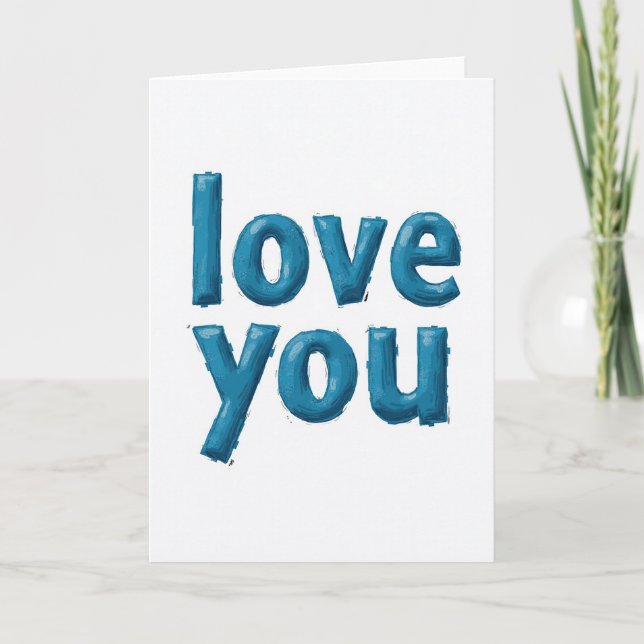 Einfache Love You Textkarte Karte (Vorderseite)