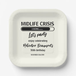 Einfache lustige Midlife-Crisis-Ladevorgang zum 50 Pappteller