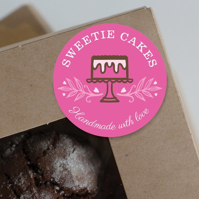 Einfache, lustige und minimale Bakery Cake Logo Ro Runder Aufkleber (Von Creator hochgeladen)