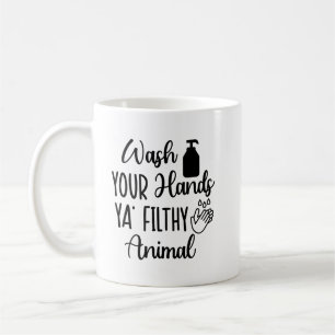 Einfache lustige Waschen Sie Ihre Hände Badezimmer Kaffeetasse