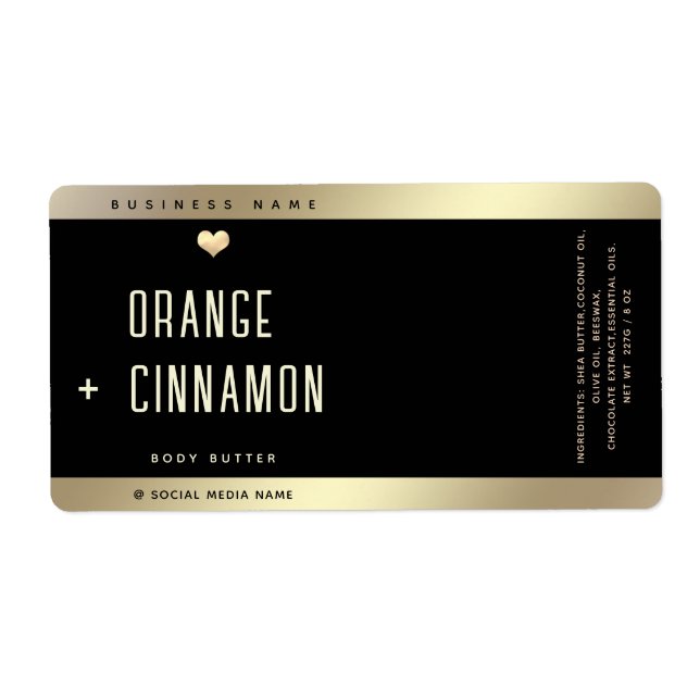 Einfache Lux-Typografie, schwarzes goldenes Herz (Vorne)