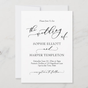 Einfache Luxus-Kalligrafie Die Hochzeit Von Einladung