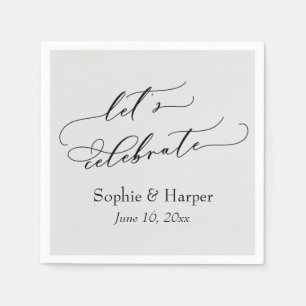 Einfache Luxus-Schriftart Let's Celebrate Grau Serviette