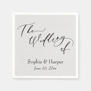Einfache Luxusschriftart Die Hochzeit von Grau Serviette