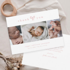 Einfache Mädchen-Foto-Collage mit Schleife Baby Ankündigung