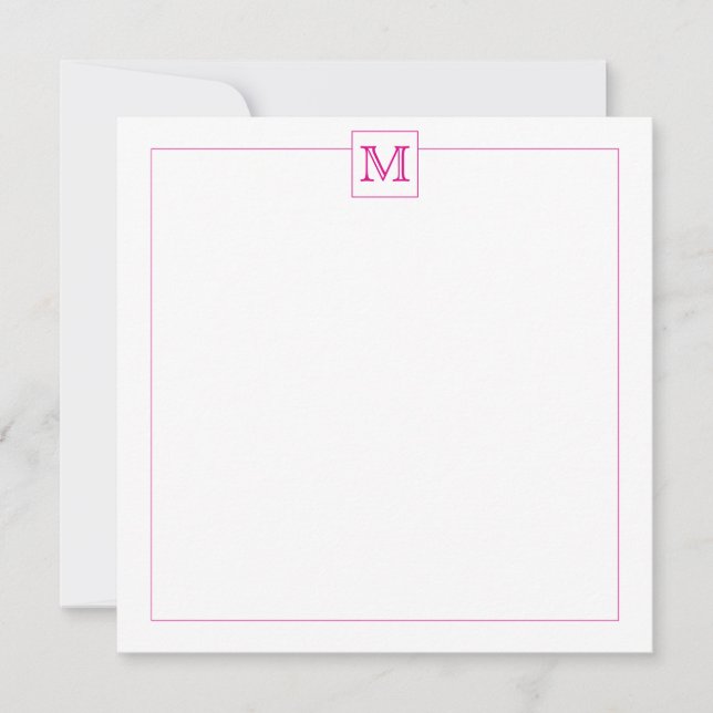 Einfache Magenta Initial Monogram Square-Grenze Mitteilungskarte (Vorderseite)