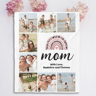 Einfache Mama Foto Collage Regenbogen Fleecedecke