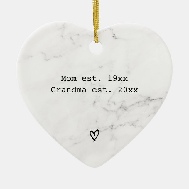 Einfache Mama für Oma Schwarz-weiß Marmor Keramik Ornament (Vorne)