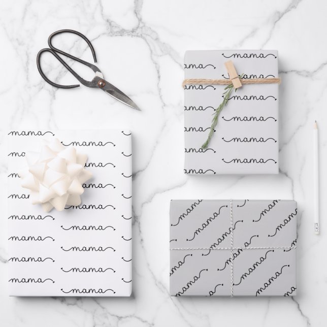 Einfache Mama Typografie Happy Mother Day Geschenkpapier Set (Vorderseite)