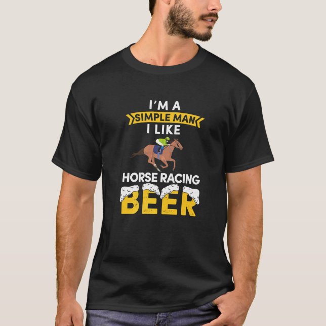 Einfache Männer Liebe Pferderennen und Bier Pferde T-Shirt (Vorderseite)