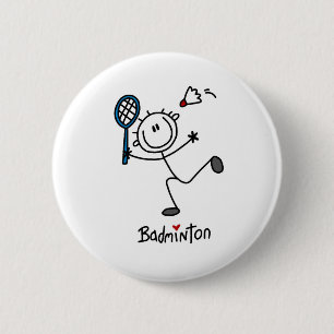Einfache männliche Strichmännchen-Badminton Button