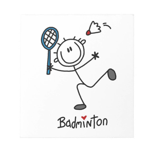 Einfache männliche Strichmännchen-Badminton Notizblock (Vorderseite)