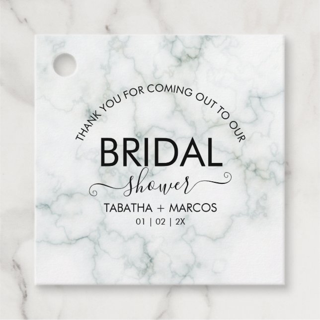 Einfache Marble-Skripte Elegantes Brautparty Geschenkanhänger (Vorderseite)