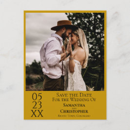 Einfache Marigold Hochzeit Speichern Sie das Date- Postkarte