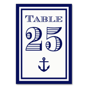 Einfache marineblaue gerahmte Anker-Tischkarte #1 Tischnummer