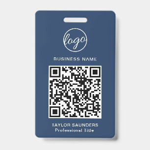 Einfache marineblaue Mitarbeiter-ID mit QR-Code Ausweis