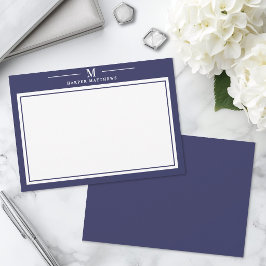 Einfache marineblaue Monogramm-Korrespondenz Mitteilungskarte