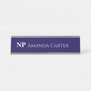 Einfache marineblaue personalisierte Name NP Krank Schreibtischnamensplakette