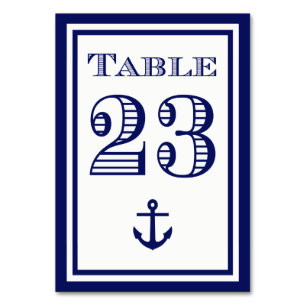 Einfache marineblaue Tischkarten mit Anker #23 Tischnummer
