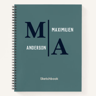 Einfache Maskuline Blue Monogram Personalisiert Sk Notizbuch