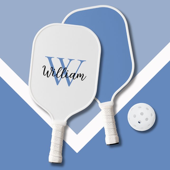 Einfache MDS für Monogramme Pickleball Schläger (Blue monogram script name personalized pickleball paddle)