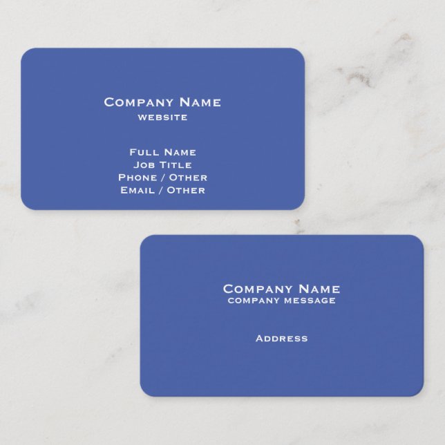 Einfache Medium Blue Business Card Visitenkarte (Vorne/Hinten)