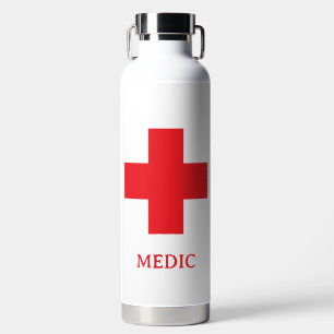 Einfache MEDIZIN & Erste Hilfe, Kreuz, Krankenwage Trinkflasche