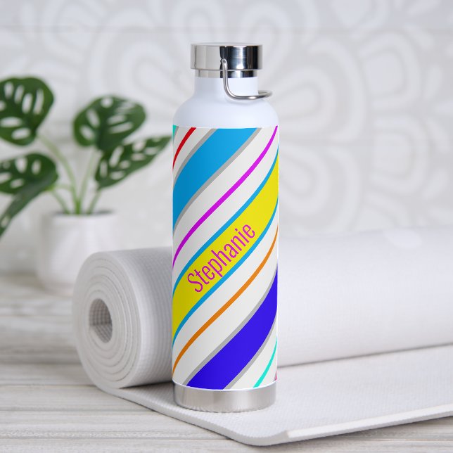 Einfache mehrfarbige Diagonalstreifen Trinkflasche (Yoga)