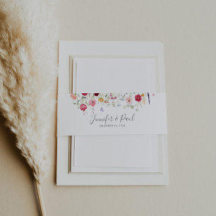 Einfache mehrfarbige Wildblume Hochzeit Einladungsbanderole