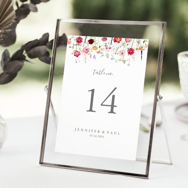 Einfache mehrfarbige Wildblume Hochzeit Tischnummer (Von Creator hochgeladen)
