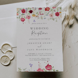 Einfache mehrfarbige Wildblume Hochzeitsempfang Einladung
