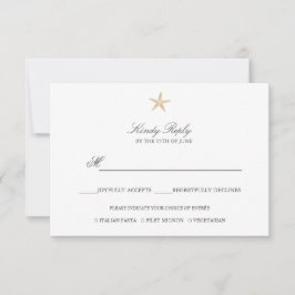 Einfache Menüoption Elegant Chic Gold Foil Starfis RSVP Karte