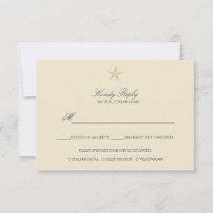 Einfache Menüoption Elegant Chic Gold Foil Starfis RSVP Karte