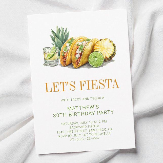 Einfache mexikanische Fiesta-Tacos zum 30. Geburts Einladung (Simple Tacos Mexican Fiesta 30th Birthday Party Invitation)