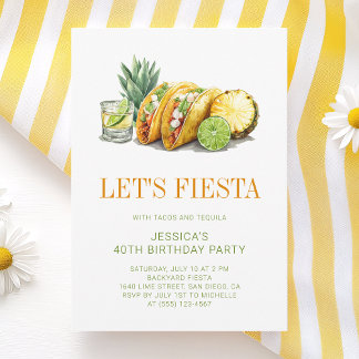 Einfache mexikanische Tacos Fiesta 40. Geburtstags Einladung